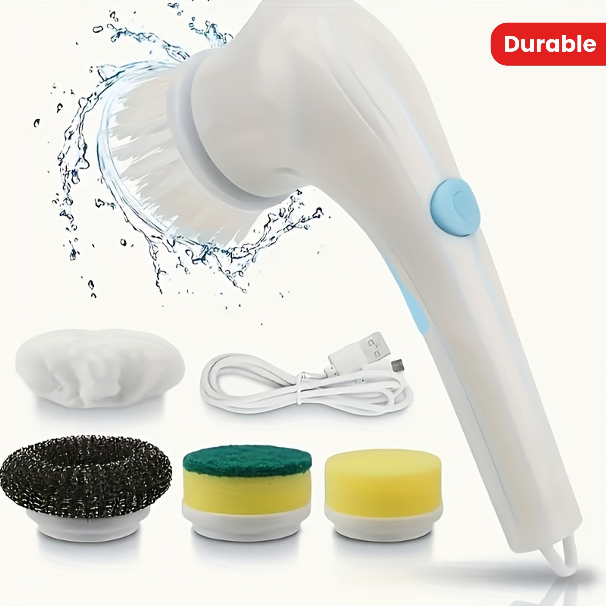 Multi-Functional Electric Cleaning Brush Set with 5 Brush Heads for Kitchen Bathroom and Home