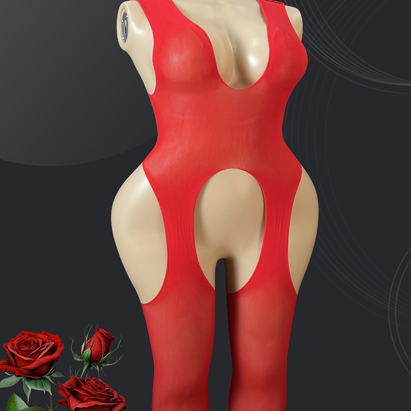 Women's Mesh Bodysuit Open Crotch Semi-Transparent Large Size Tights