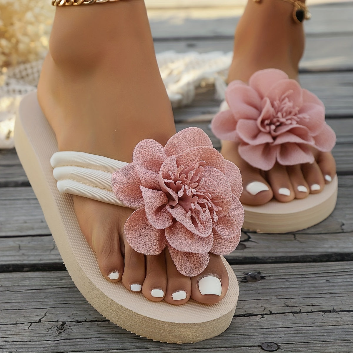Women's Floral Flip-Flops Summer Beach Slides Casual Open Toe Sandals
