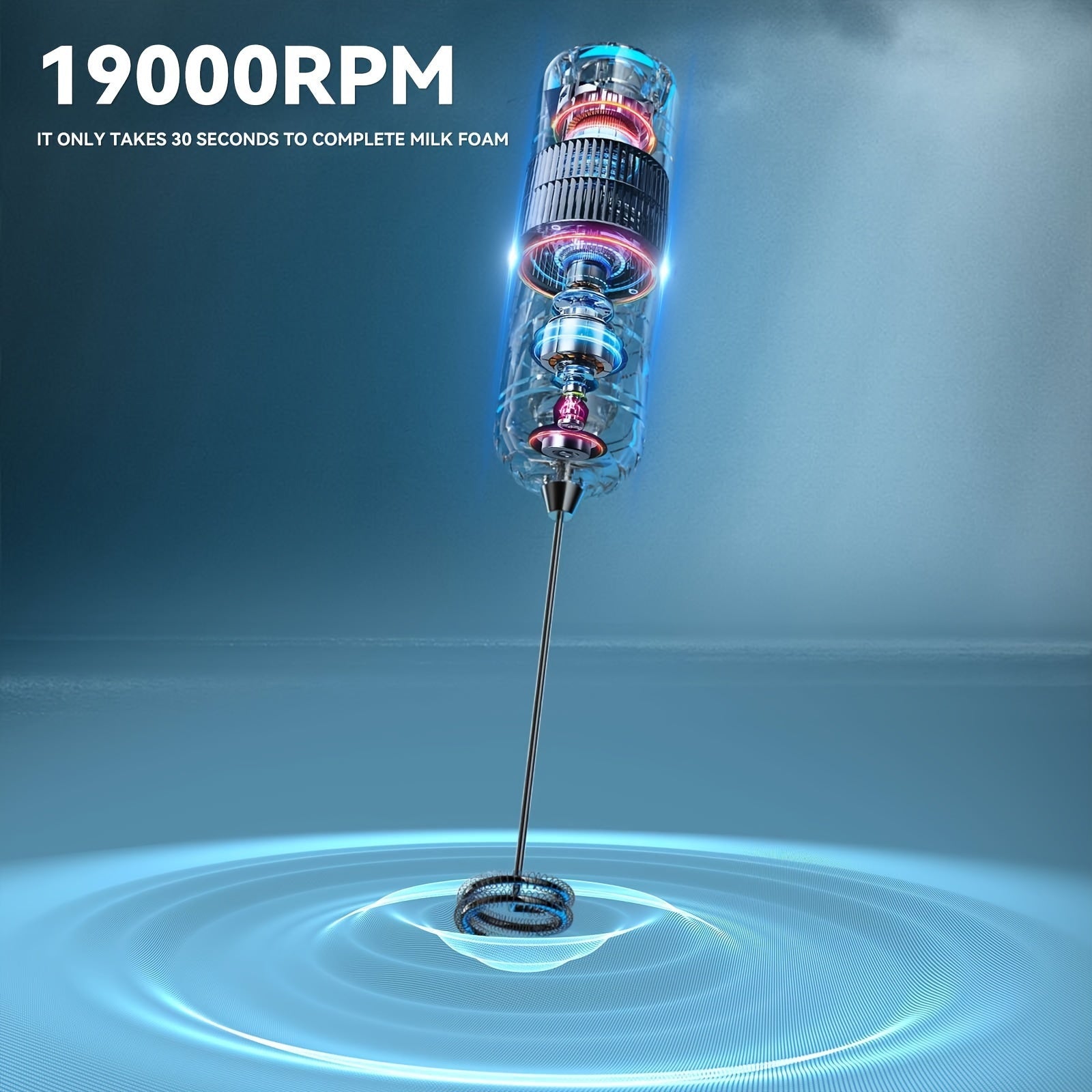 Portable Electric Milk Frother Black Battery-Powered Coffee Latte Cappuccino Mixer