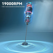 Portable Electric Milk Frother Black Battery-Powered Coffee Latte Cappuccino Mixer