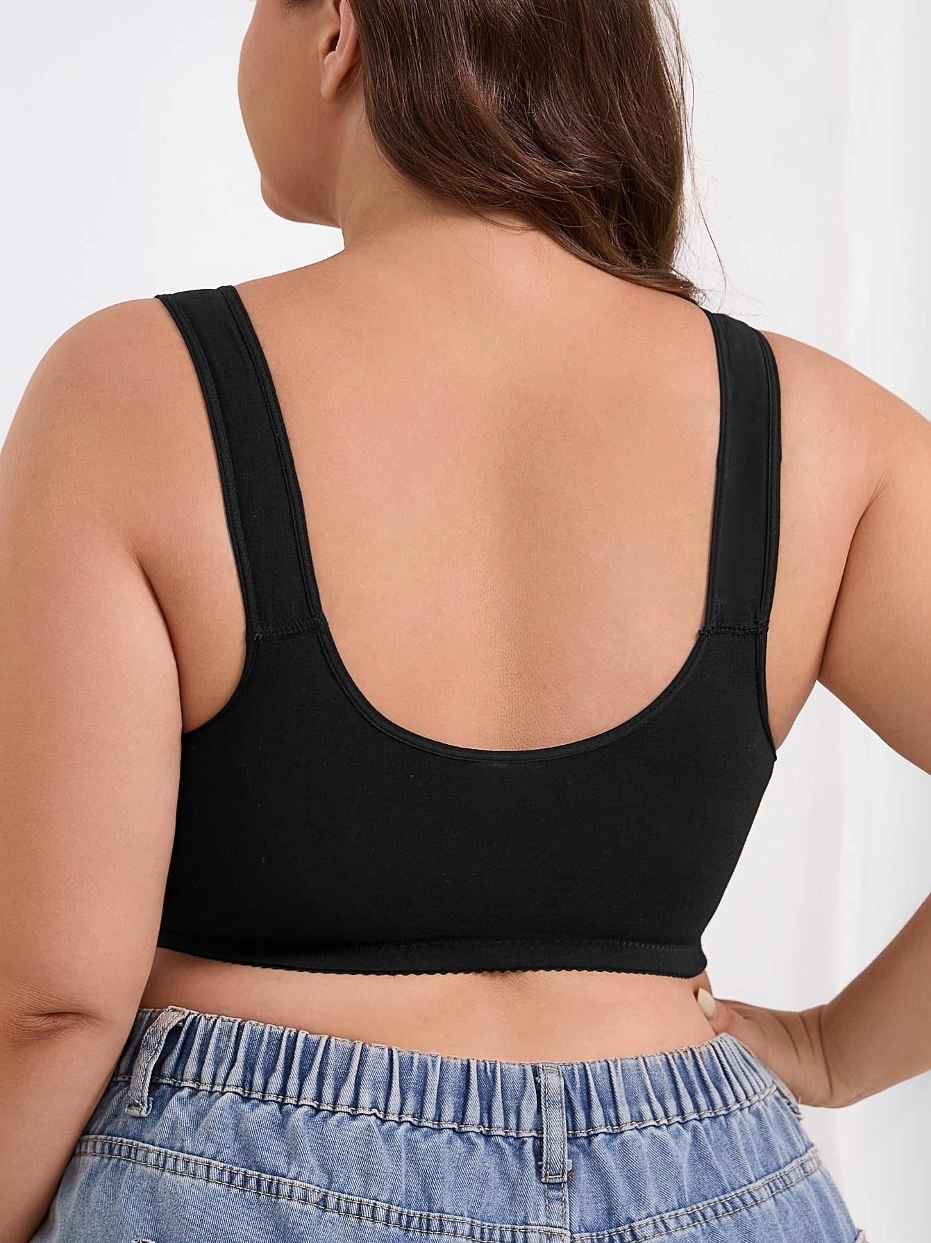 Women's Plus Size Lace Front Closure Bralette Wireless Non-Removable Pads Comfortable Lingerie