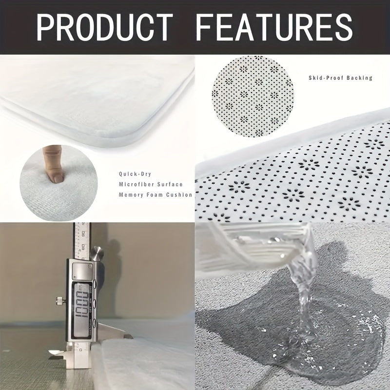 Flannel Anti-Fatigue Doormat Diver Absorbent Non-Slip Machine Washable Entryway Kitchen Living Room Bedroom