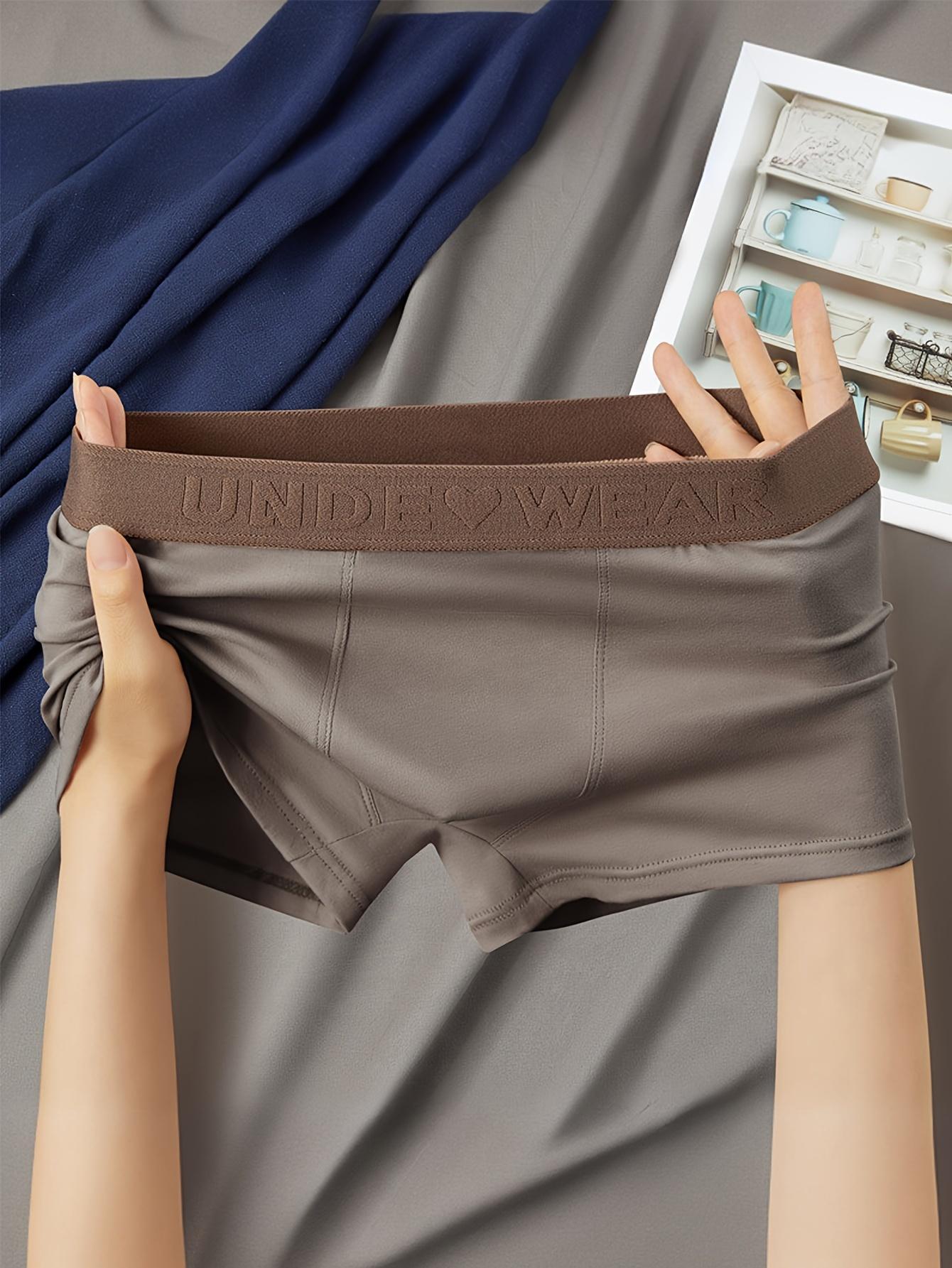 Men's Breathable Cotton Underwear Set Mid-Waist Shorts Solid Color Comfortable Sports Underwear