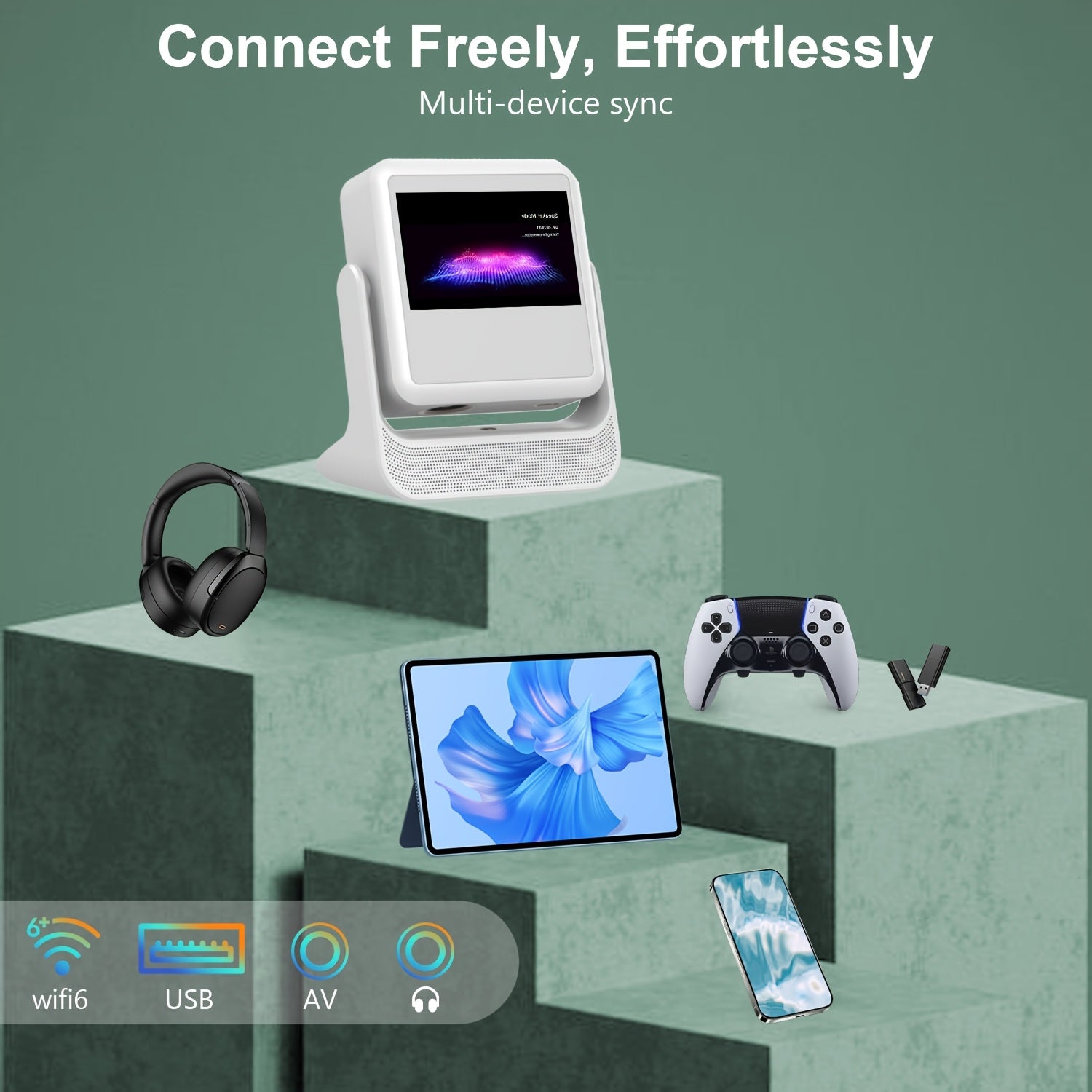 HD Video Projector 4K Support, Android 12, WiFi 6, 8-Inch Touch Screen