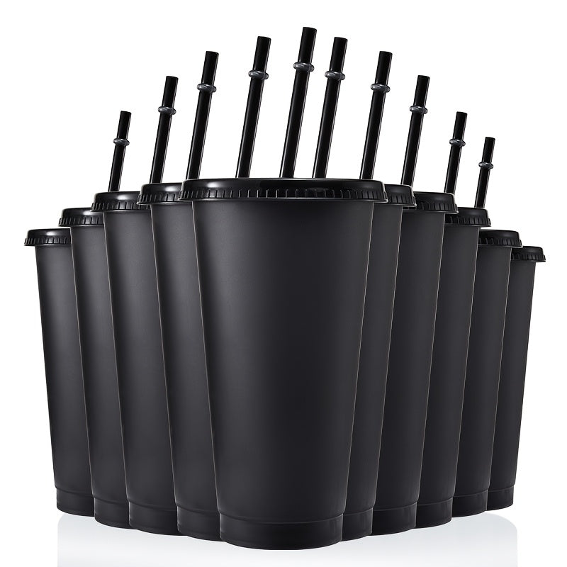 10-Pack 24oz BPA-Free Plastic Tumbler Cups with Lids and Straws for Travel and Parties