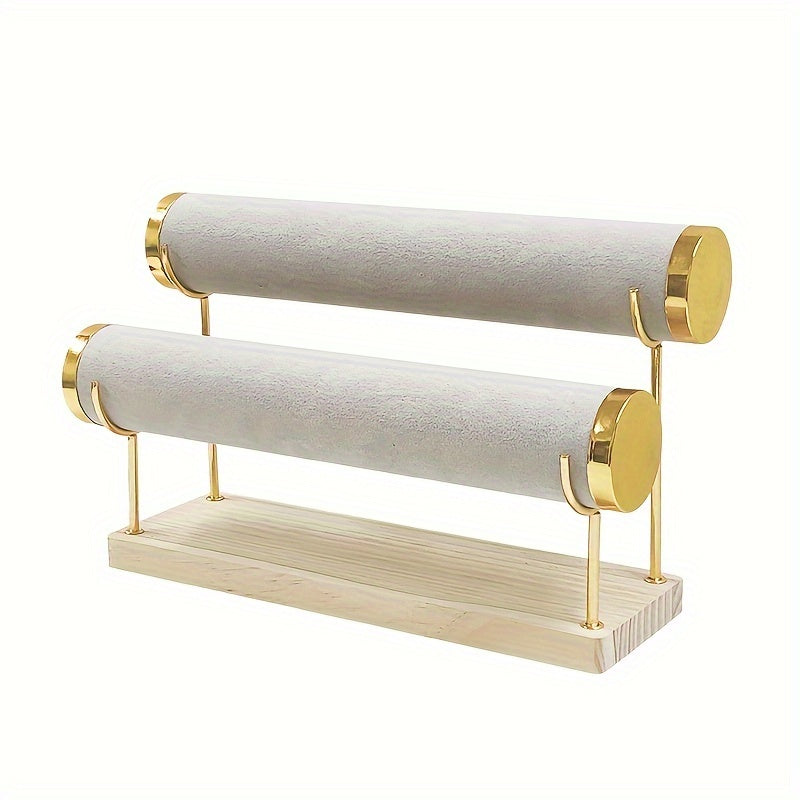 Bracelet Organizer with Removable Tiered Holder and Velvet Display Rack