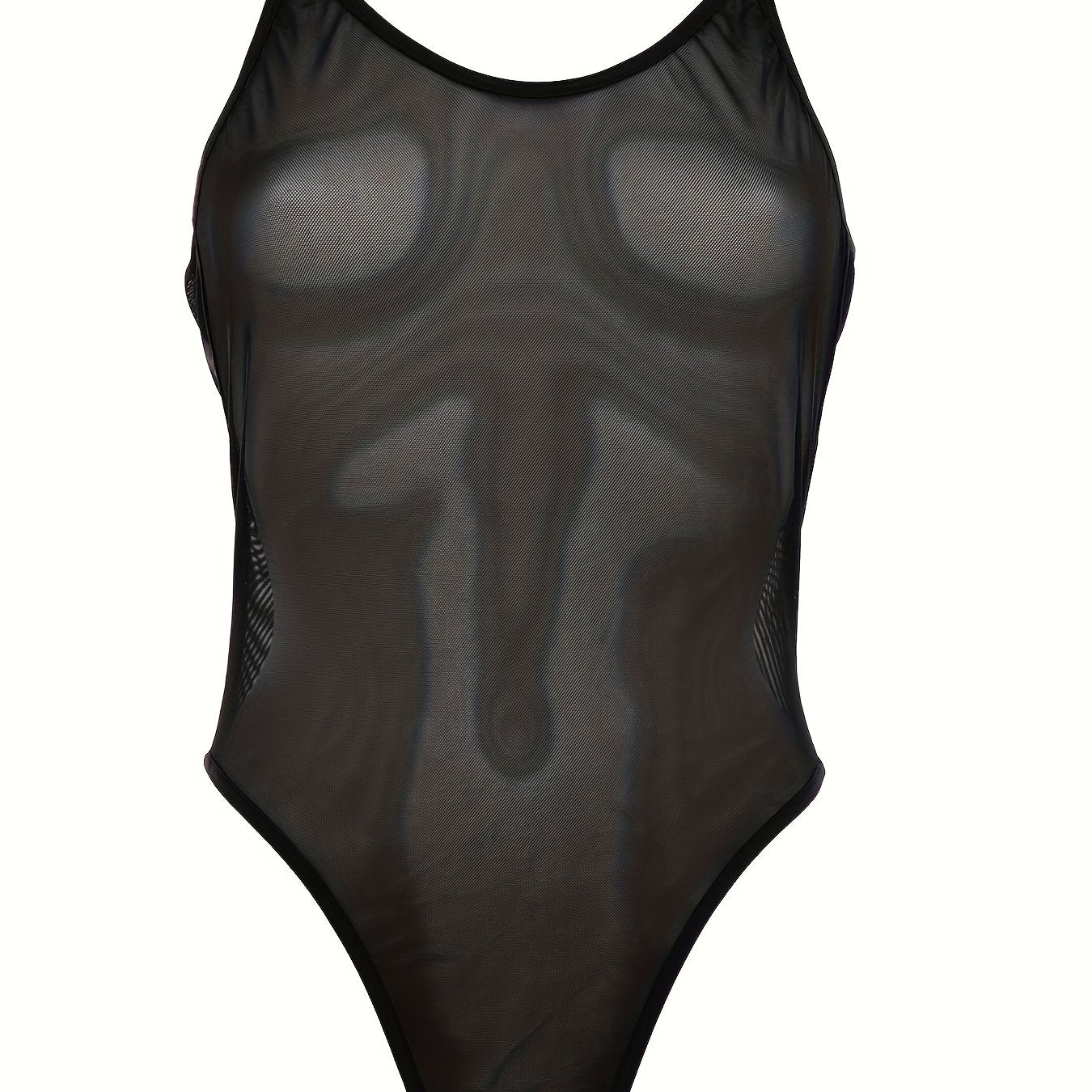 Women's Mesh Sleeveless Teddy and Sheer Backless Thong Bodysuit Lingerie