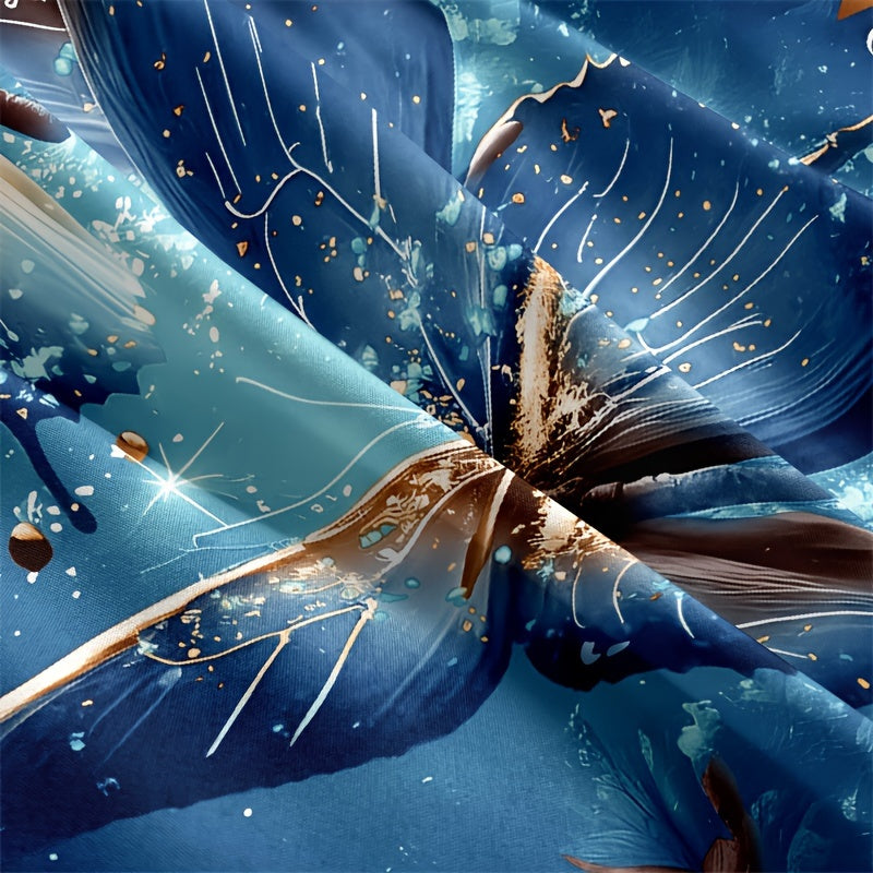 Conjunto de ropa de cama floral de 3 piezas de poliéster para todas las estaciones con fundas de almohada y colcha