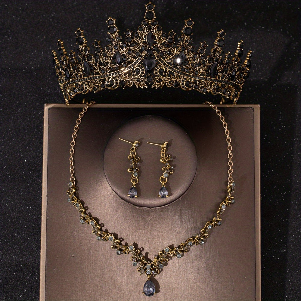 3 ta kumush kristalli to'y zargarlik buyumlari, taqilgan taqinchoqlar, taqinchoqlar, tiara, soch aksessuarlari to'plami