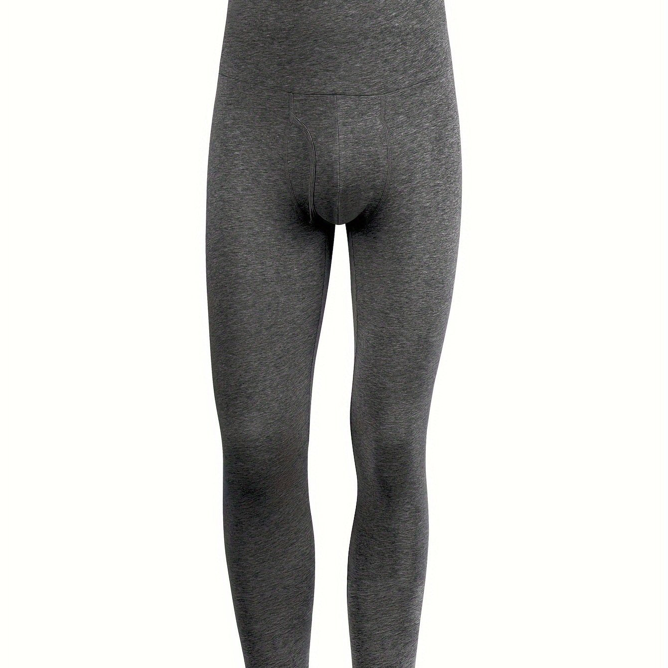 Men's High-Waisted Cotton Leggings Slim Fit Tummy Control Stretch Long for Fall Spring