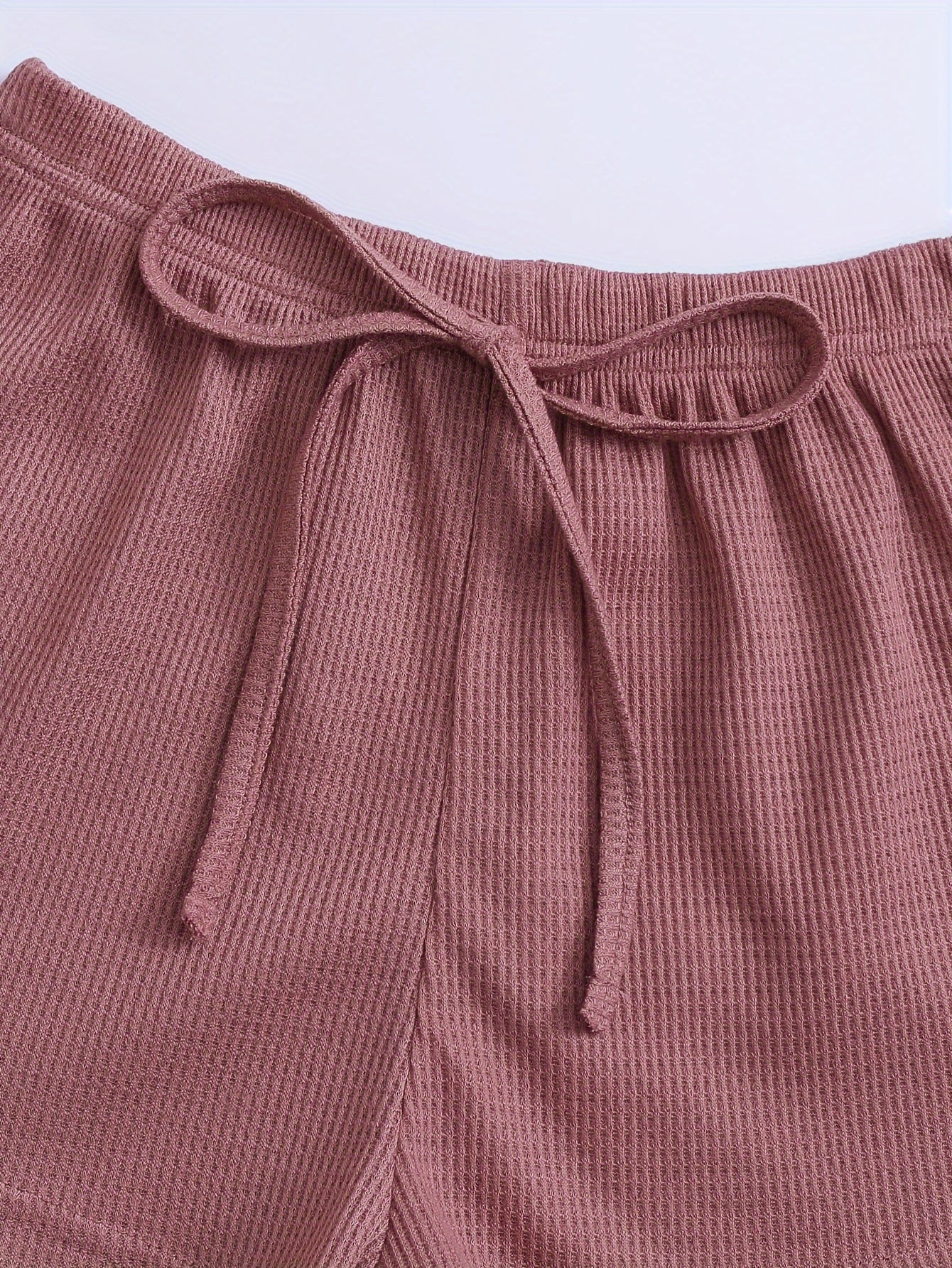 Adult Waffle Knit Pajama Set Three Piece Long Sleeve Casual Winter Fall Solid