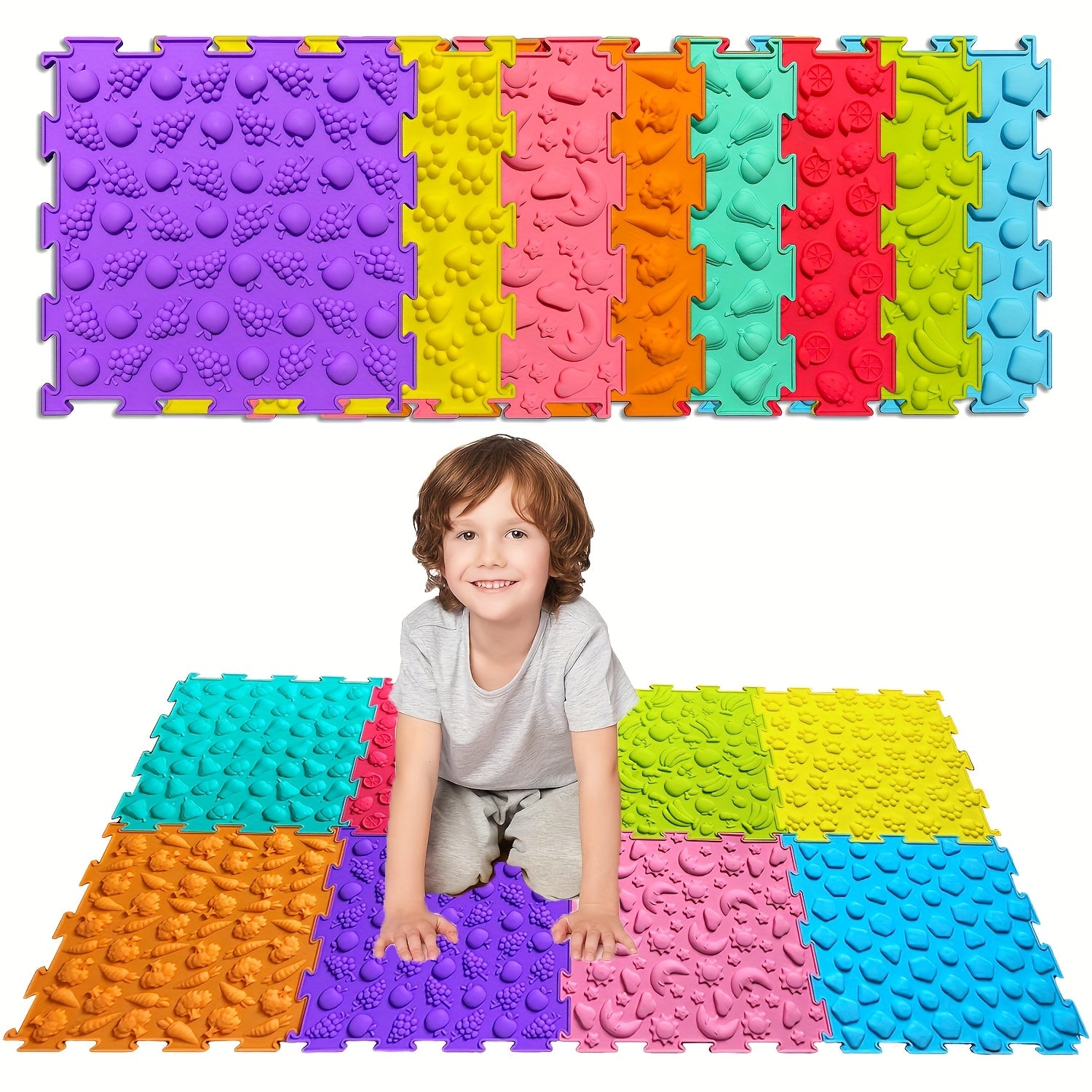 4/8 dona silikon sezgi matlari yoshlar uchun, massaj o'yin mati, o'yin xonasi uchun jigso birlashtiriladigan matlar, tuzilgan sezgi plitalari, ortopedik massaj jumboq pol matlari, sezgi xonasi uchun oyoq matlari