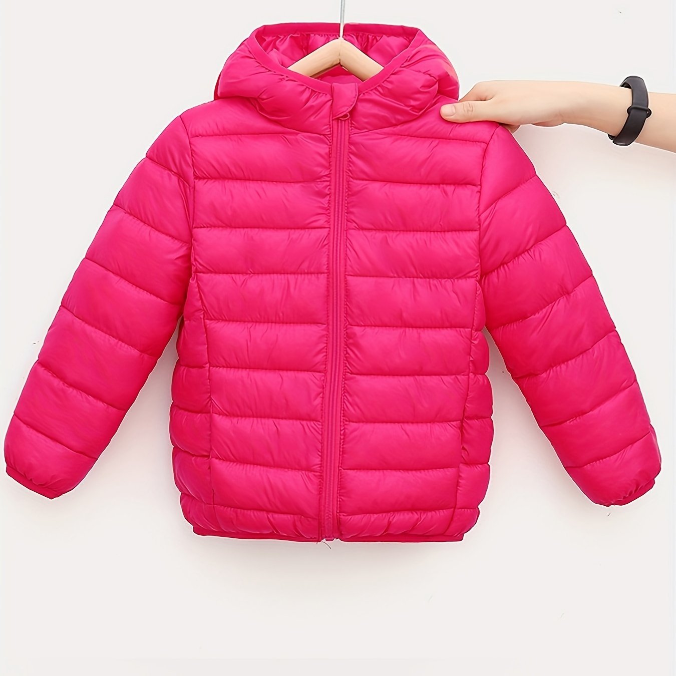 Unisex Solid Color Hooded Jacket for Kids Lightweight Polyester Fall Winter Running