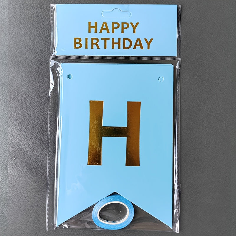 Banderín de banderines de cumpleaños de Gilt Happy Birthday Dovetail para decoración de fiestas de cumpleaños