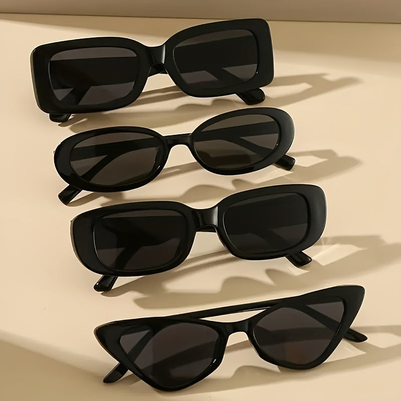 Set of 4 Black Cat Eye Fashion Glasses for Women with Polycarbonate Frames