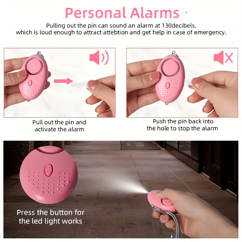 Women Self Set Pink PVC Personal Alarm Window Breaker Car Keychain Kit