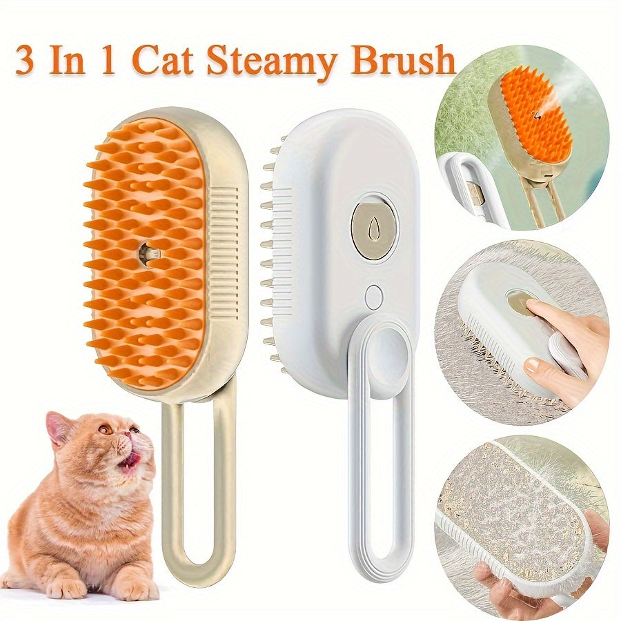 3-in-1 Small Animal Steam Brush for Cats and Dogs Pet Grooming Comb with Steam for Tangle Removal