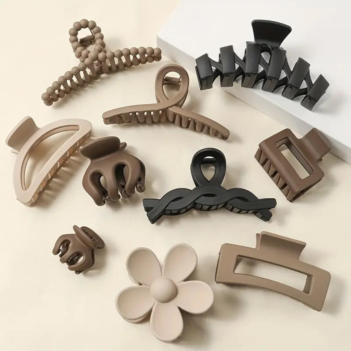 Set of 10 Large Hair Claws for Women Matte Finish Non-Slip Grip Strong Hold for Thick Hair