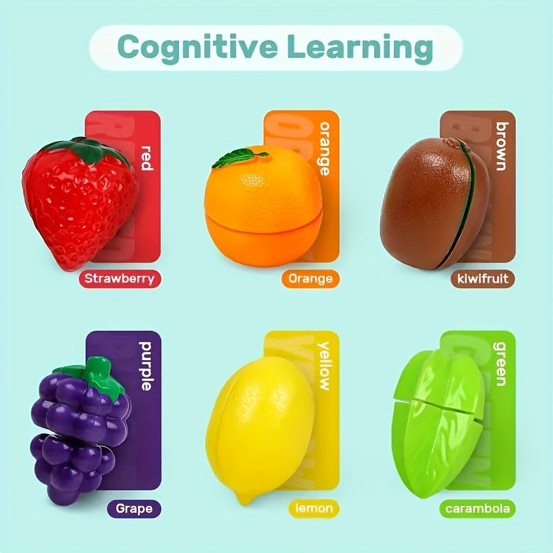 24-Piece Fruit and Vegetable Toy Set for Kids Age 12 Months Plus, Realistic Kitchen Play