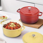 Enamel Pot with Lid, Multi-Purpose Soup and Stewing Cookware, Suitable for All Stovetops