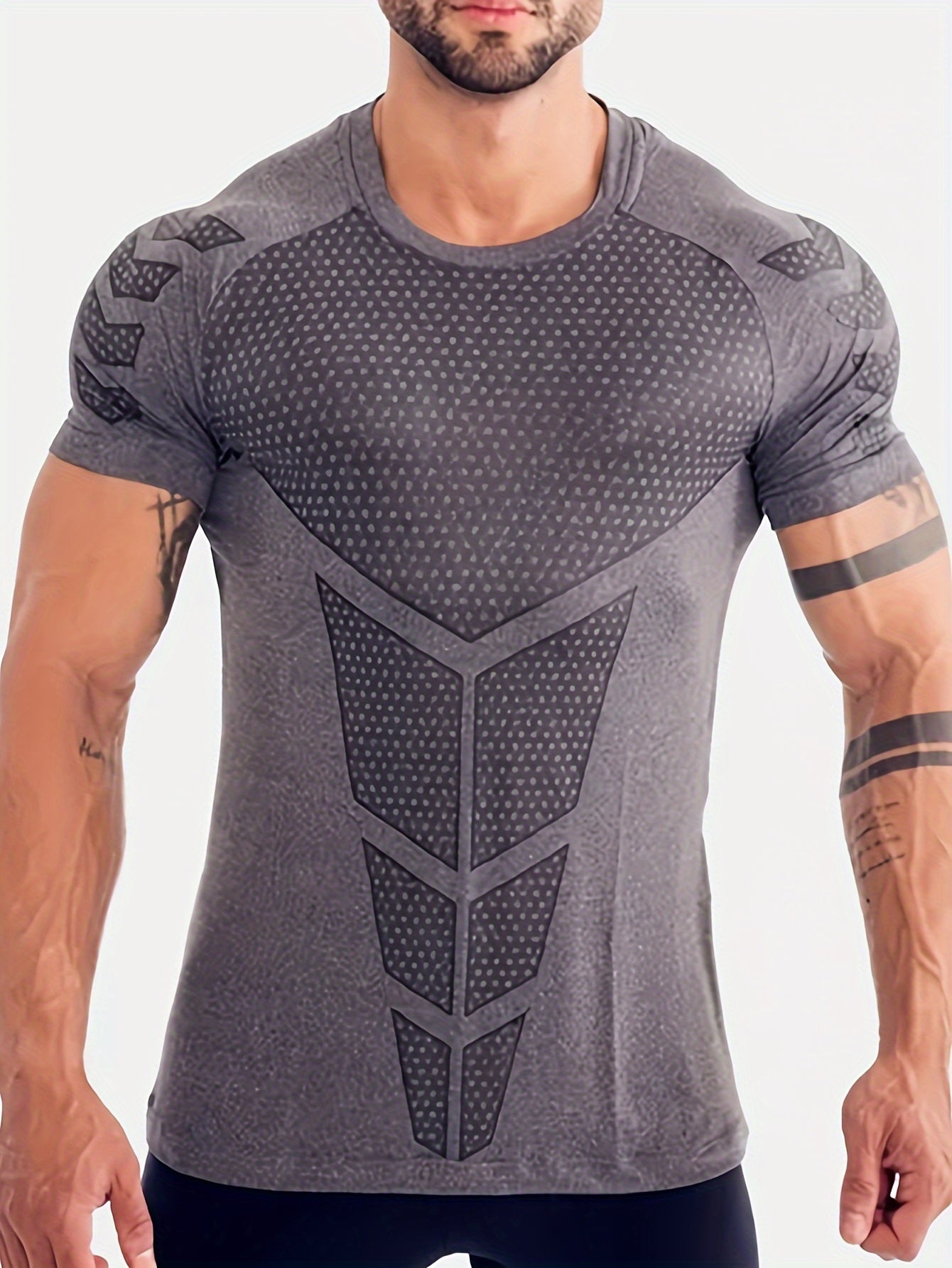 Men's Short Sleeve Compression T-Shirt for Bodybuilding Training Breathable Quick-Drying Polyester