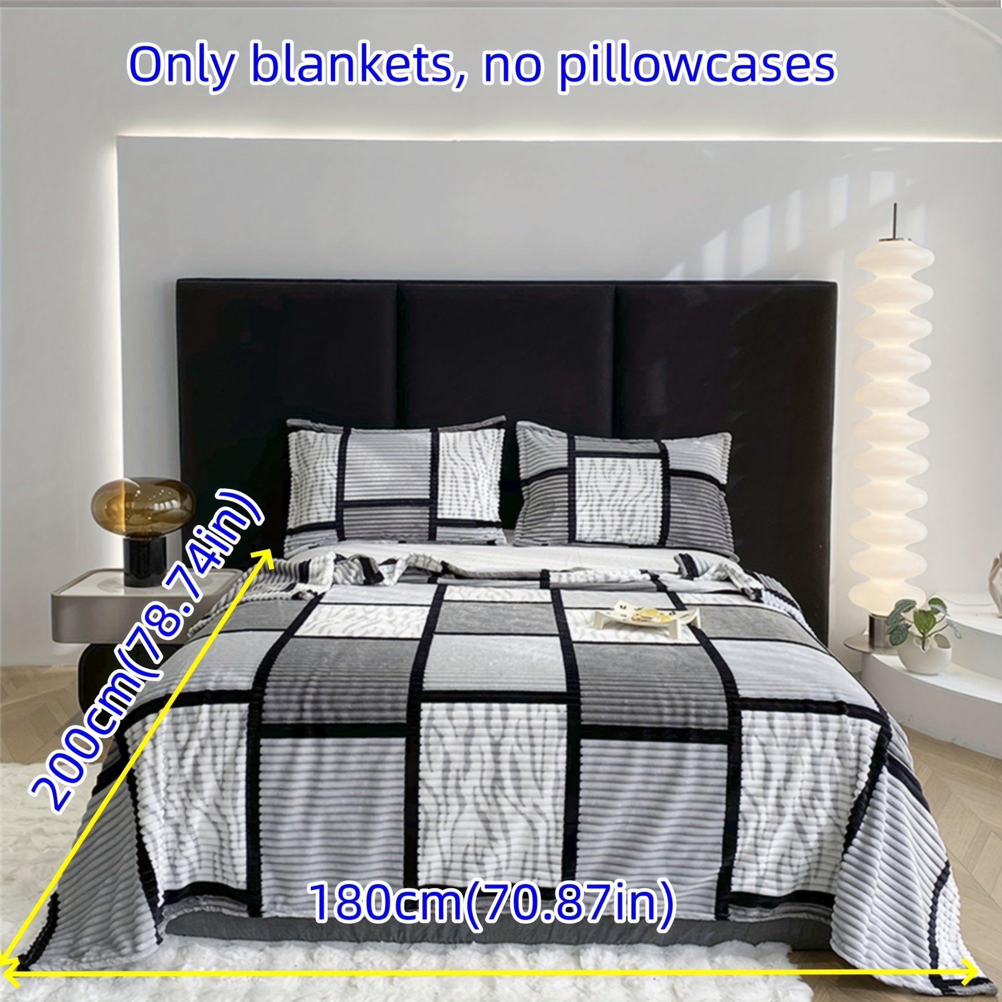 Striped Grid Blanket Lightweight Breathable All-Season Sofa Bed Travel 1 Piece