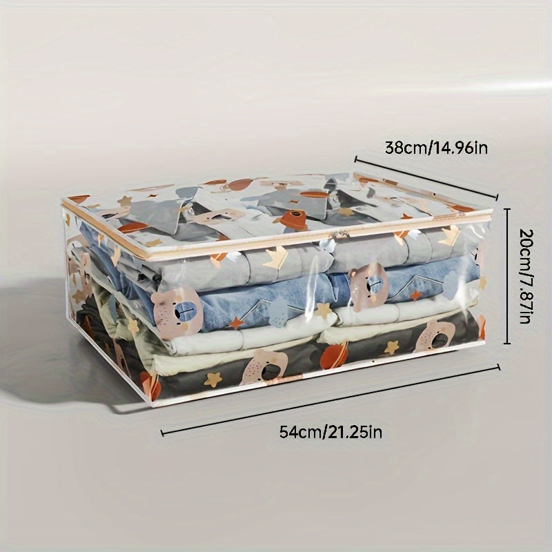 Kiyimlaringiz va yorganalaringizni bizning qo'shimcha qalin Space Bear shaffof saqlash sumkasi bilan himoya qiling - namlik va changni ichkariga kiritmaslik uchun mo'ljallangan, mavsumiy tashkilot va ko'chirish uchun ideal.