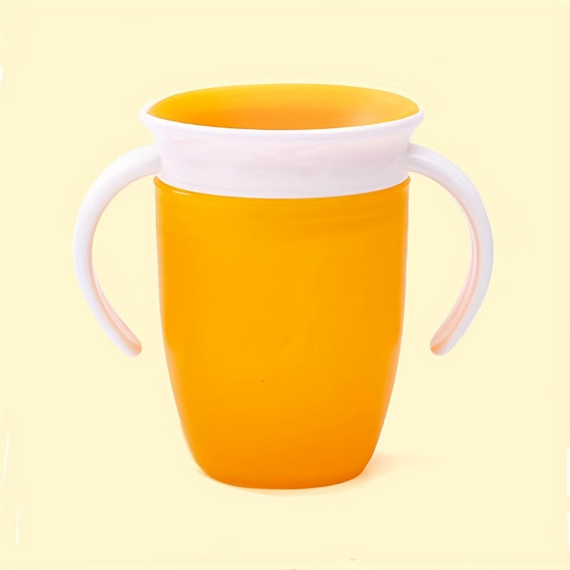 Pink and White Leak-Proof Training Cup for Young Children with Easy-Grip Handles