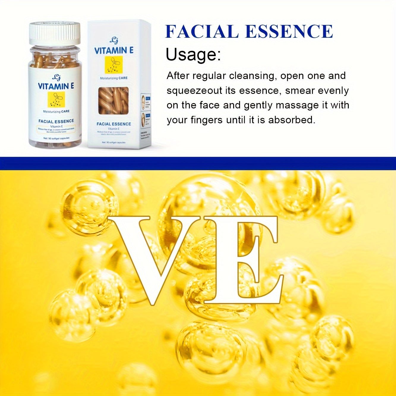 Vitamin E Face Serum for All Skin Types 90 Capsules Moisturizing Firming Softening