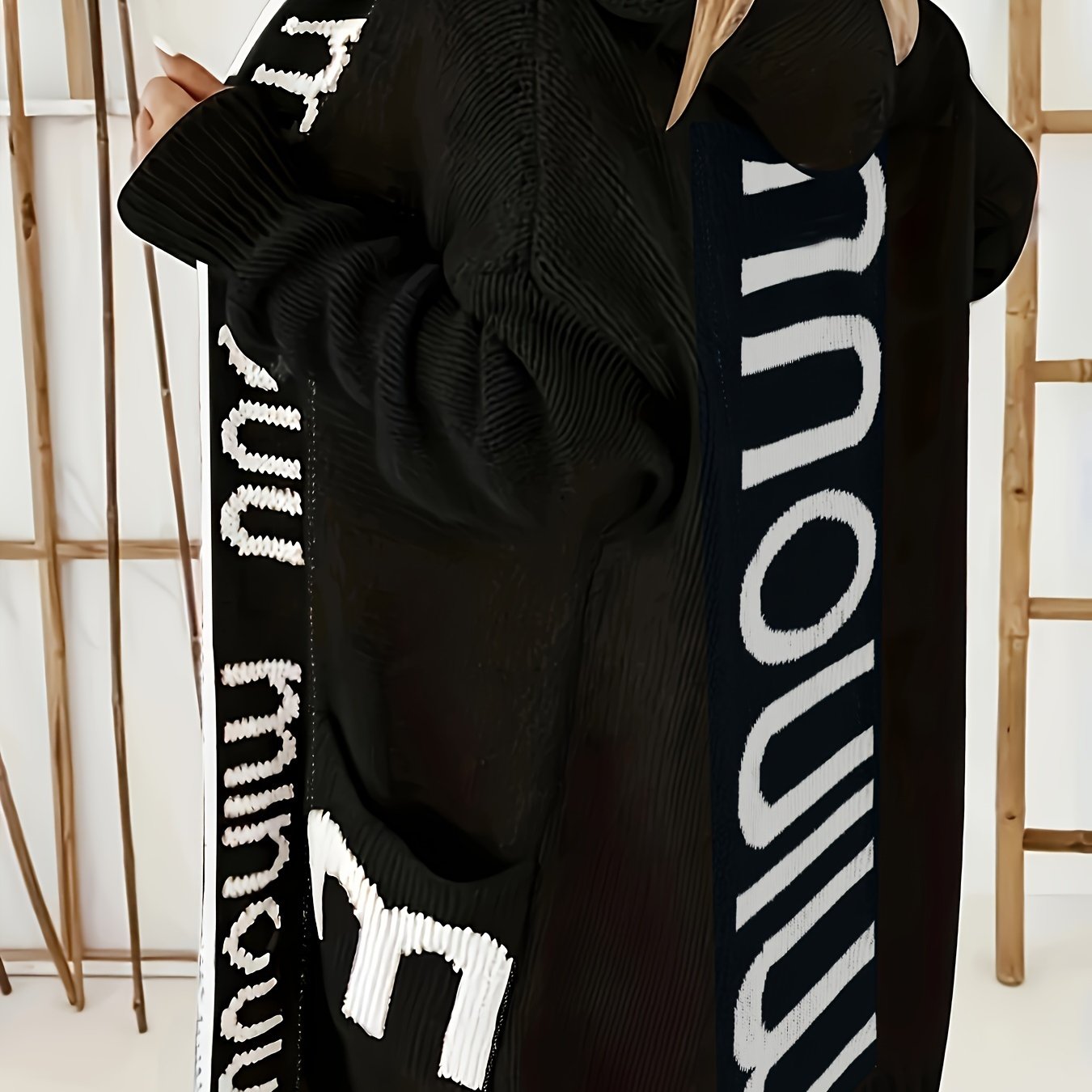 Women's Pullover Hoodie with Bold Letter Print, Teal, Front Pockets