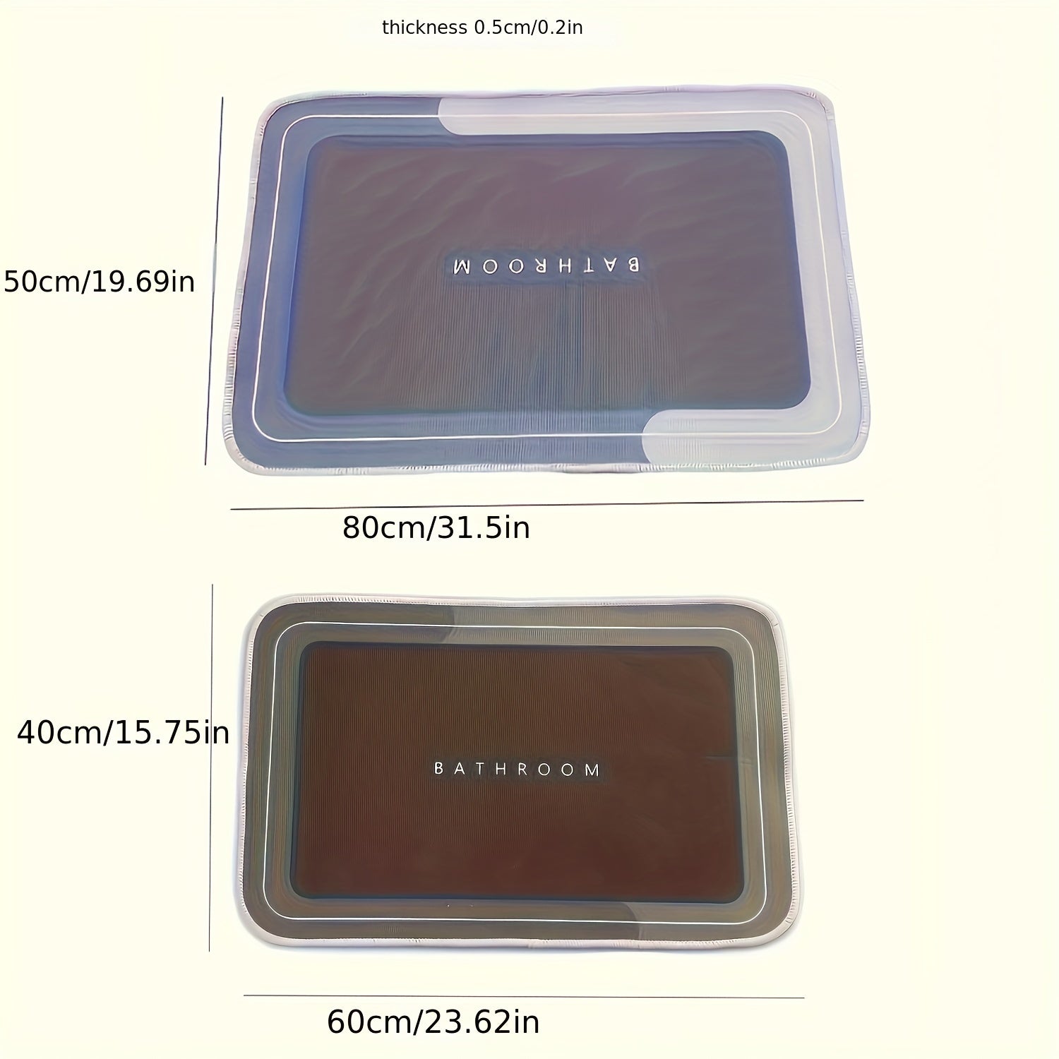 Ultra-absorbent tez quriydigan hammom matosi, 59.99x40.01 sm, sirpanmaydigan, zamonaviy qora kulrang dizayn, dush, vannada va eshik oldida foydalanish uchun mukammal.