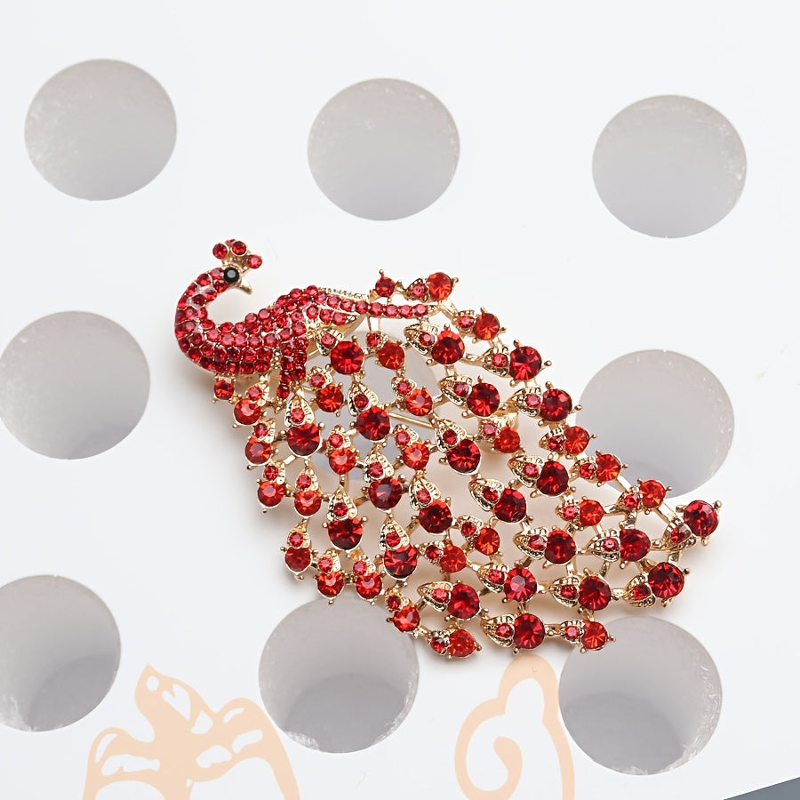 Peacock Brooch with Rhinestones Retro Wedding Formal Jewelry