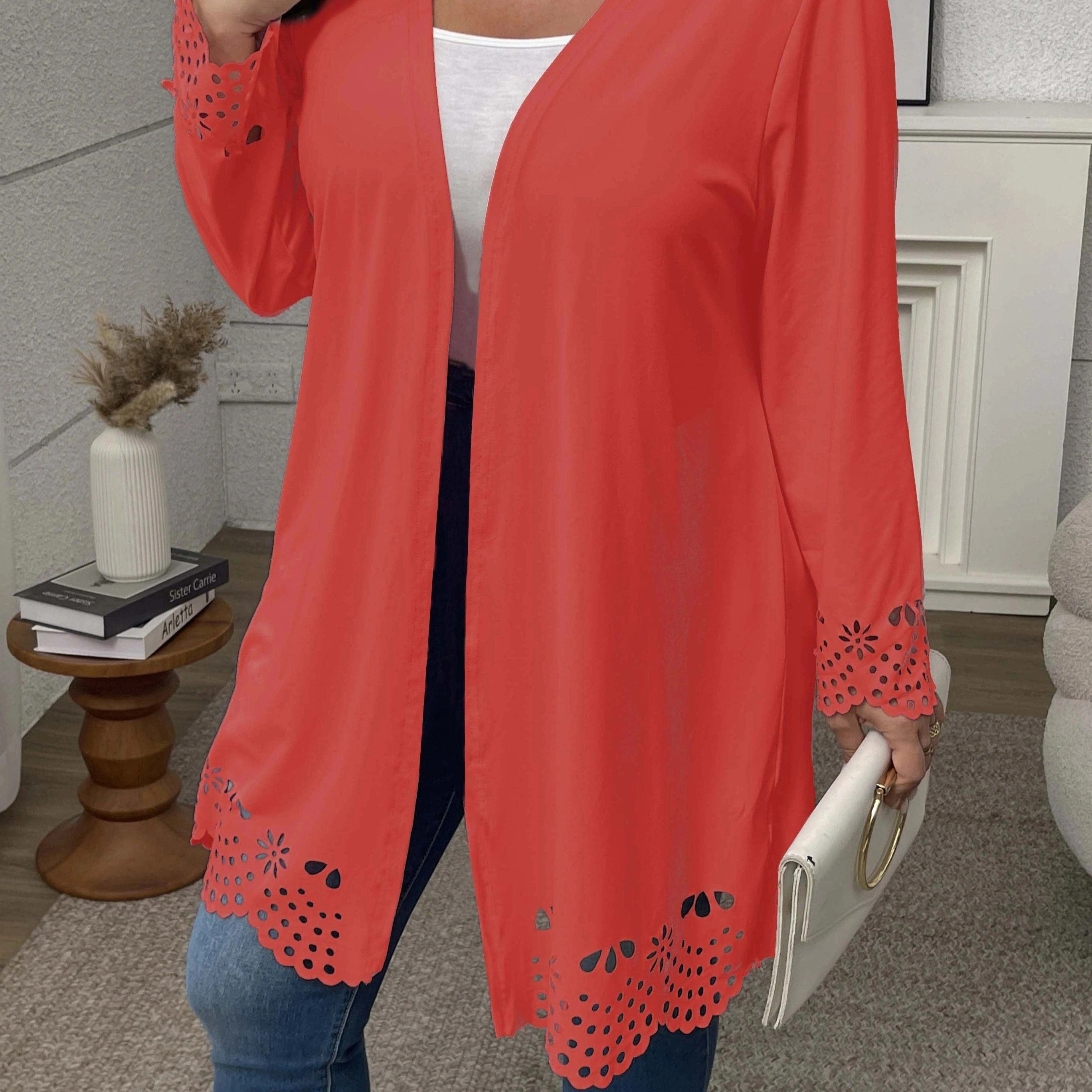 Women's Machine Washable Cardigan in Solid Color with High Stretch Knit Fabric for Fall and Winter