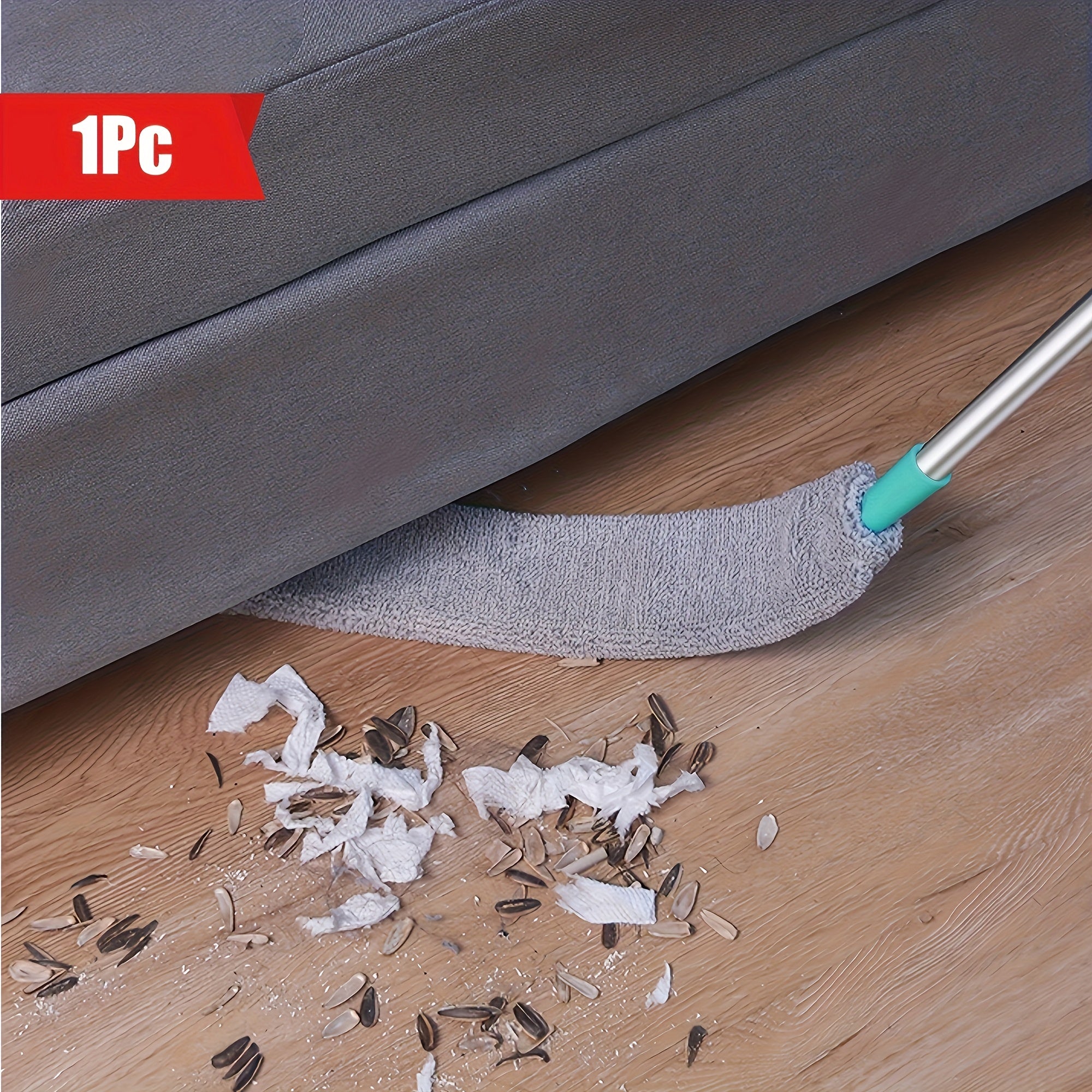 Under-Bed Duster with Static Dust Absorption, Stainless Steel Crevice Cleaner