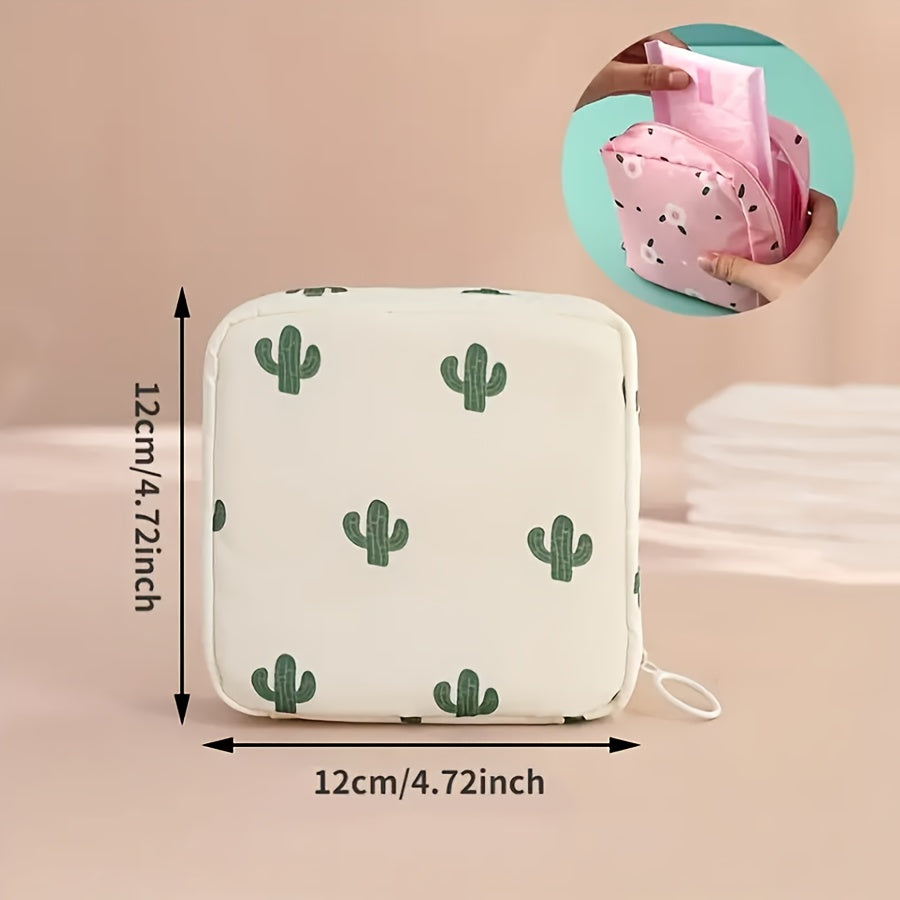 Bolsa de almacenamiento de dibujos animados para niñas para productos menstruales, duradera, portátil, rosa