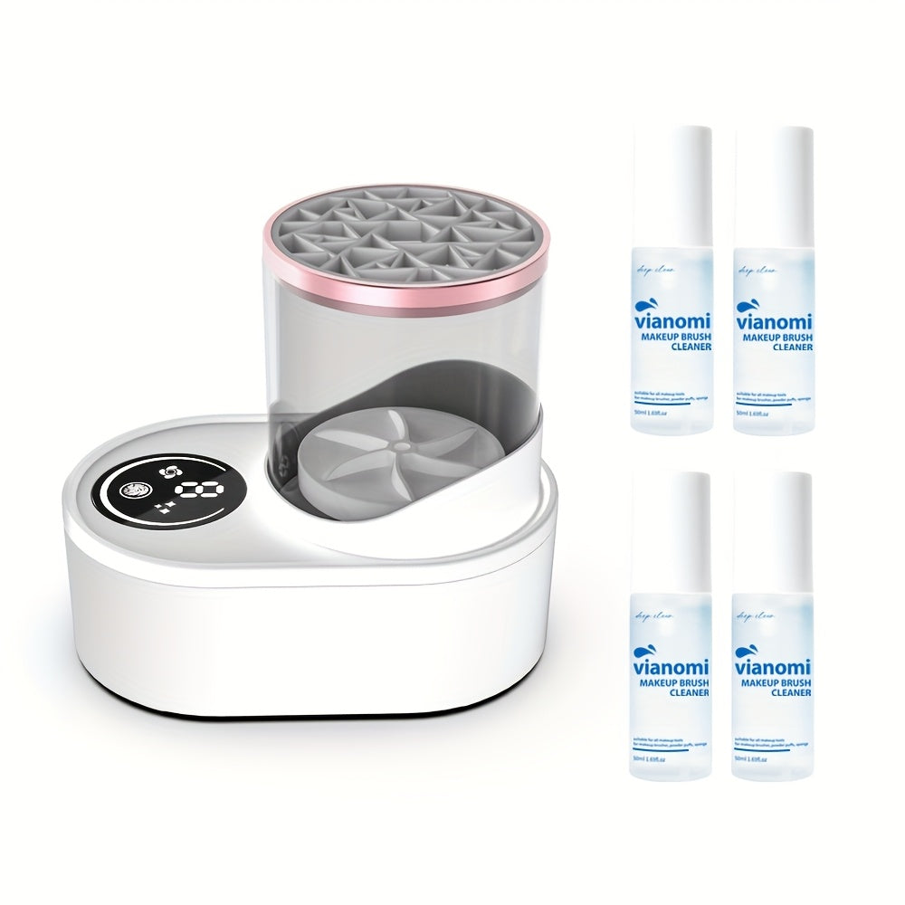 Set de limpieza eléctrica de brochas de maquillaje con luz UV, temporizador, USB y limpieza profunda