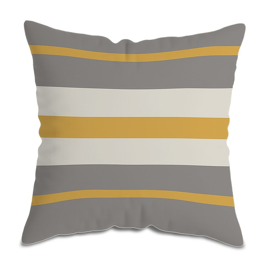 Vibrant Yellow and Gray Geometric Throw Pillow Cover 45cm Polyester Zip Closure