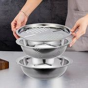 Stainless Steel Kitchen Set 3 Pieces Slicer Grater Strainer with Drain Basket