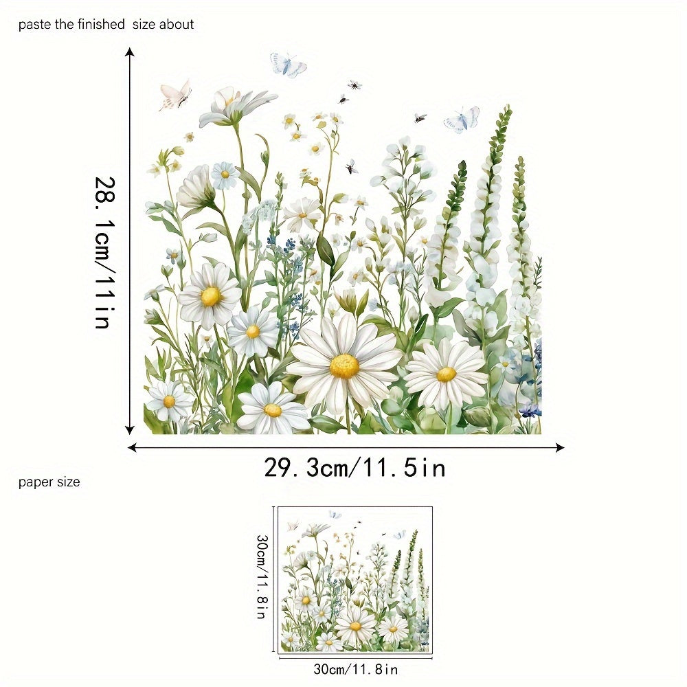 White Daisy Glass Window Cling Non-Adhesive Static Decal for Home Office Decor