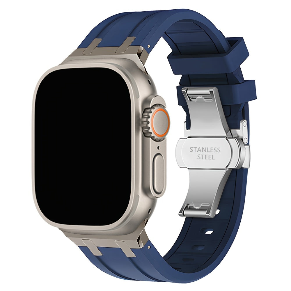 Silicone Watch Band for Apple Watch Series 9 8 7 6 5 4 SE 42mm 44mm Compatible Smartwatch Strap