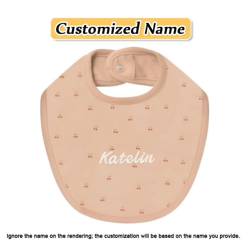 Baby Bib Adjustable Embroidered Name Soft Absorbent Knit for Newborns