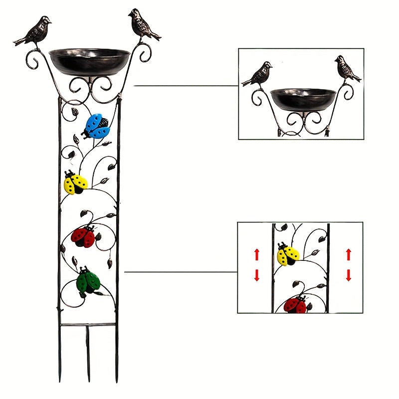 Античная железная уличная купальня для птиц и садовая решетка с съемной опорой для вьющихся растений