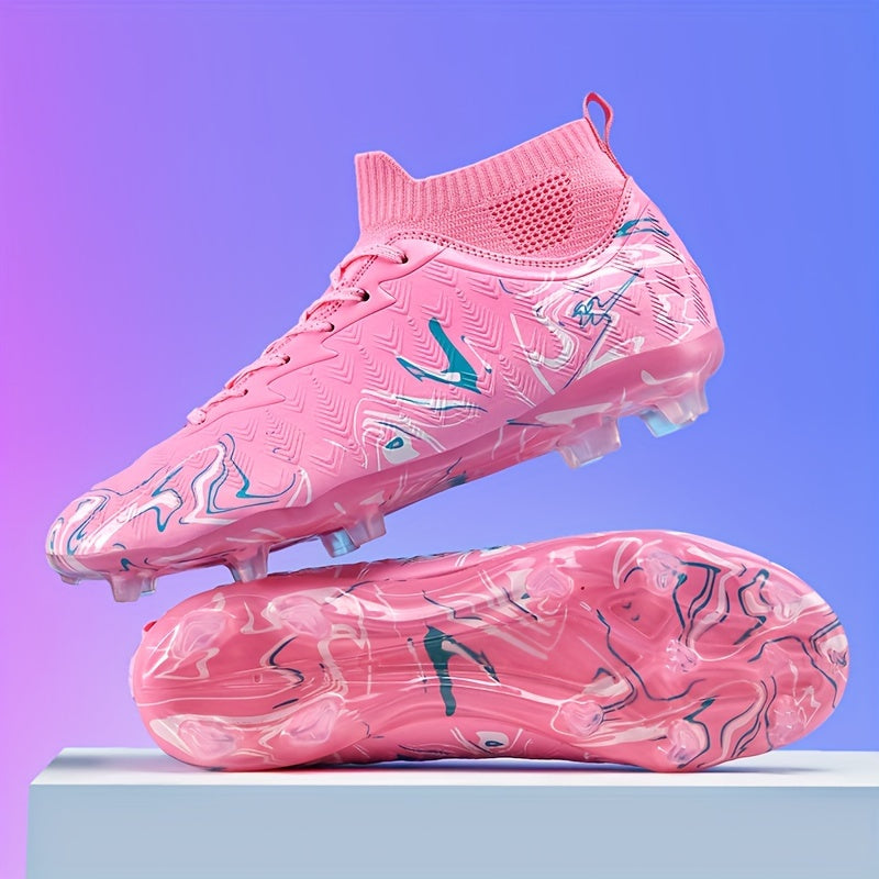 Men's Lightweight High-Top Football Boots PU Upper Breathable Fabric Insole TPU Sole