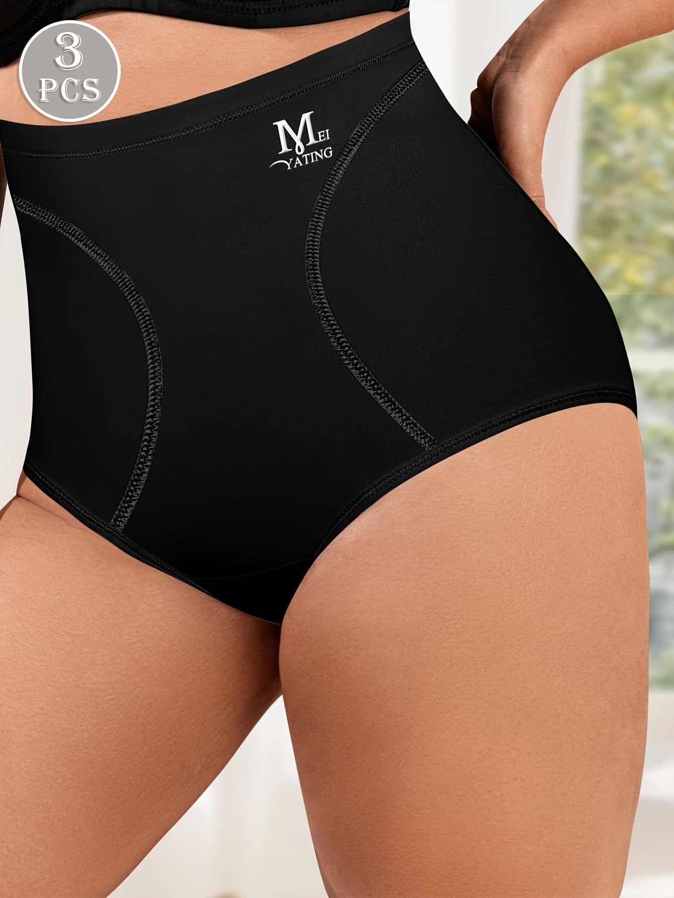 High-Waist Tummy Control Shapewear Panties Seamless Breathable Plus Size in Navy Black Beige