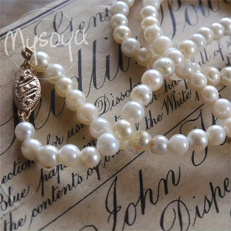 Freshwater Pearl Necklace 6-7mm White Natural June Birthstone Elegant Jewelry