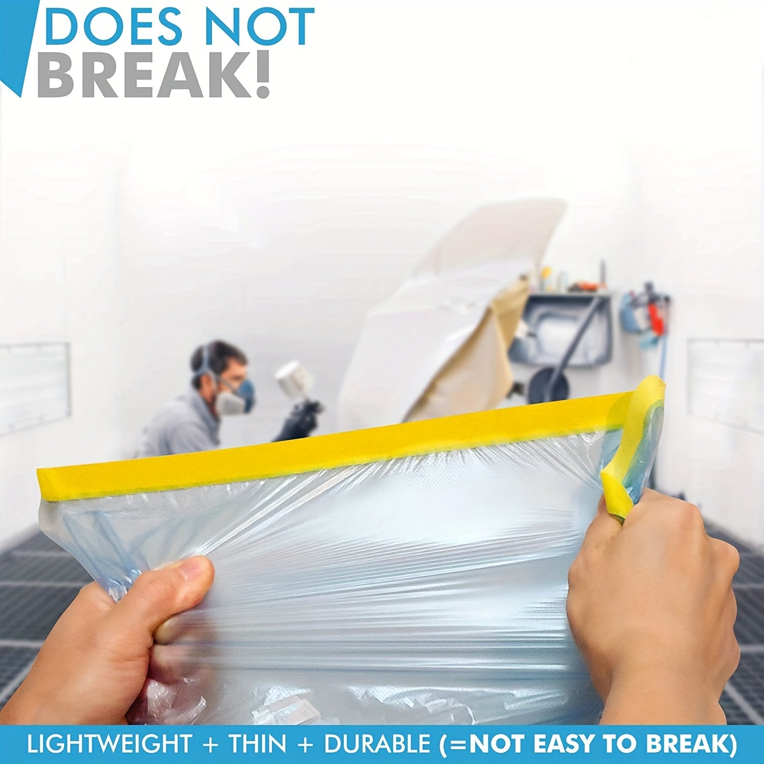 Blue Pre-Taped Masking Film for Auto Painting, Protective Sheeting