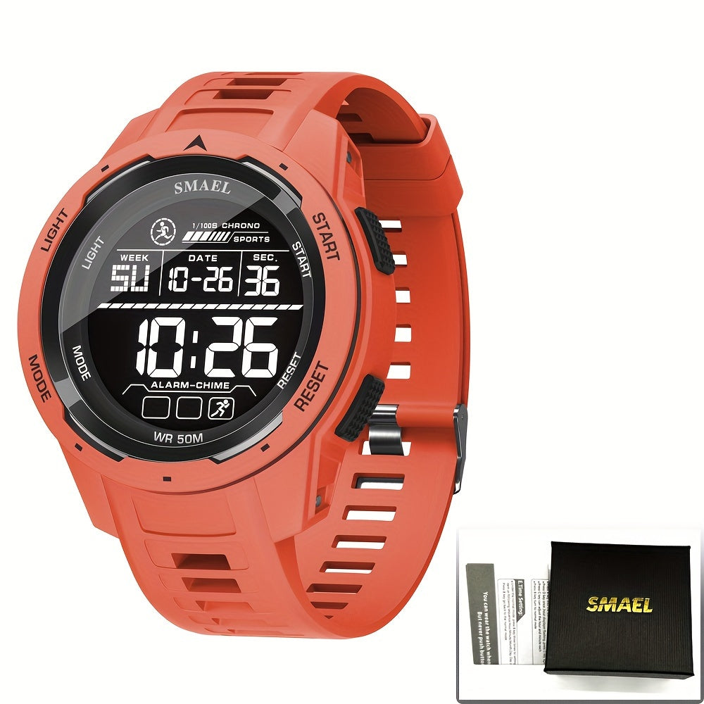 Men's Waterproof Smartwatch with LED Display Stopwatch Calendar Shock Resistant