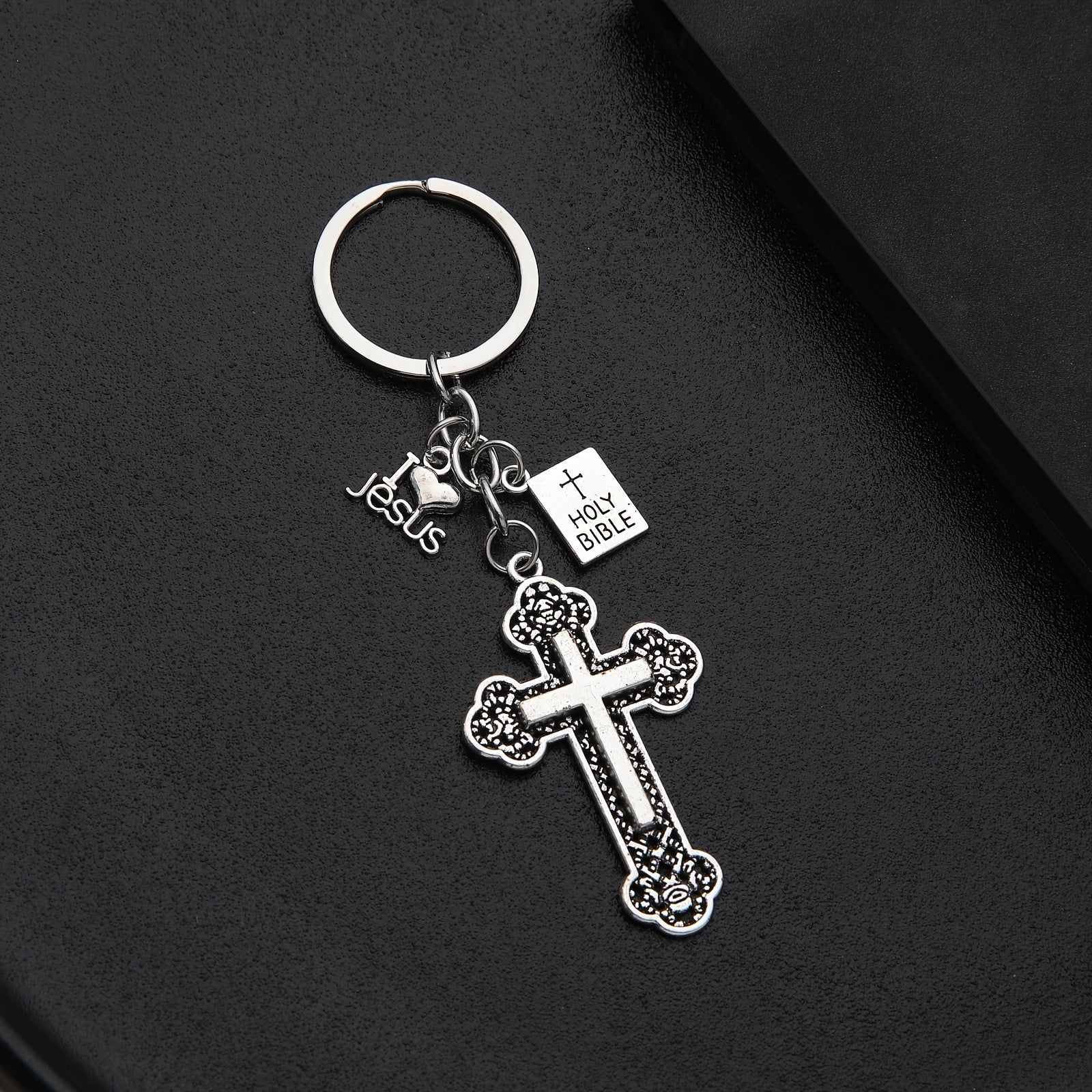 20 Pieces Cross Key Chains with Holy Book Pendants Religious Christian Easter Gifts