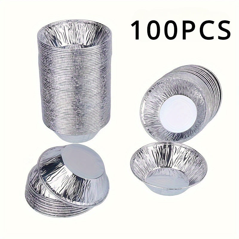 100/200 Pack Disposable Round Baking Foil Tins for Tarts and Pastries